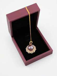 1pc Natural Pearl Pendant 14-15mm, Original Design - Purple - View 5