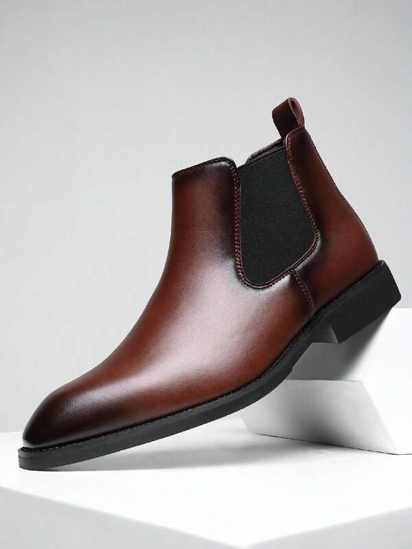 Classic English Chelsea Boots High Top Formal Brightening Handcrafted Business Leather Boots For Men