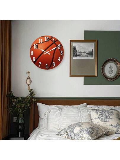 Sports Themed Wooden ative Wand Klok Set, Silent Quartz Living Room, Bedroom, Center, Friends, 10in, 12in, 14in, 16in (No Battery Included),Home ,Room Birthday Graduation Bedroom Dormitory Back To School view 4