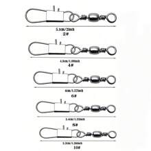 100 个装钓鱼按扣转环，带按扣的桶形转环淡水转环渔具，不锈钢安全联锁按扣黑镍铜 26-132 磅 - 彩色 - 查看 11