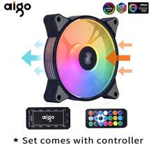Quạt tản nhiệt máy tính Aigo AR12 120mm RGB, tản nhiệt Aura Sync, cổng Sata, bộ làm mát 12cm, quạt điều khiển im lặng Argb, bộ 5 quạt tản nhiệt - AR12 5IN1 - Xem 8