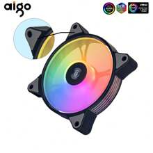 Quạt tản nhiệt máy tính Aigo AR12 120mm RGB, tản nhiệt Aura Sync, cổng Sata, bộ làm mát 12cm, quạt điều khiển im lặng Argb, bộ 5 quạt tản nhiệt - AR12 5IN1 - Xem 5