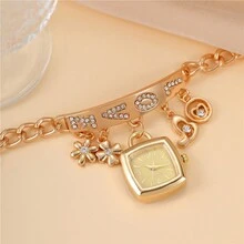Bộ quà tặng đồng hồ cặp đôi đính đá thạch anh tình yêu sang trọng thanh lịch 2 chiếc/bộ - Vàng - Xem 3