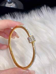 Camhanno 1 Chiếc Vòng Tay Bằng Thép Không Gỉ Thời Trang Sang Trọng Nhẹ Nhiều Kiểu Dáng Làm Quà Tặng Cho Bạn Gái Của Bạn - Vàng - Xem 13