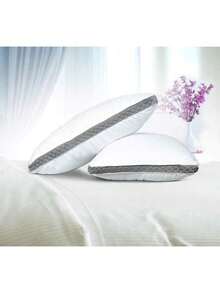 Bed Pillows Set Of 2 Gusseted Neck Support Soft Pillow For Side & Back Sleepers - 灰色 - 查看 3