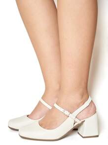 Women's Mary Jane Doll Shoe Romantic Model Square Toe Geometric Heel Current Modern Munita - trắng - Xem 6