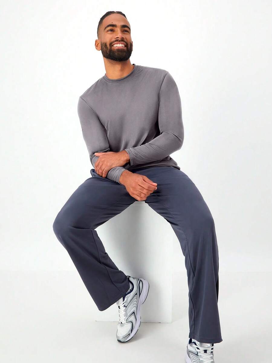 Long Sleeve T-Shirt UV Protection 50+ Slim Fitness Ice Fabric - 灰色 - 查看 1