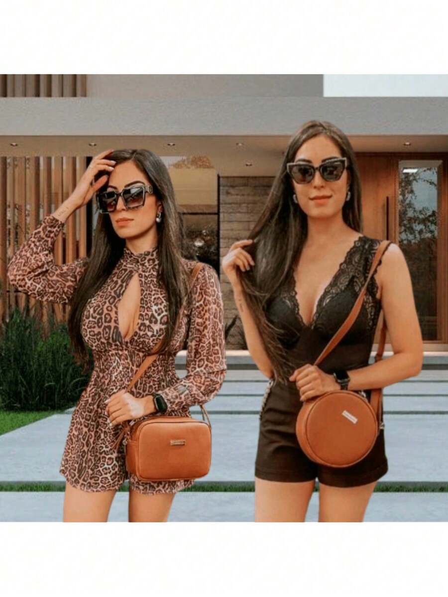 Caramel Round Crossbody Party Bag With Shoulder Strap Kit With 2 Pieces - 彩色 - 查看 1