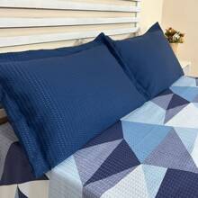 Double Bedspread With Pillowcase - Lovely Prints And Thick Fabric - Màu xanh lam - Xem 2