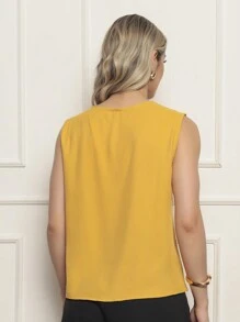 ALETHEIA - LIGHT AND COMFORTABLE TANK TOP IN VISCOSE FABRIC WITH DELICATE TUBE ON THE NECKLINE - WOMEN'S TOPS SHEIN TOPS - 芥末黃 - 查看 2
