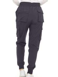 Women's Cargo Scrub Jogger Pants – 4-Way Stretch, Elastic Waist, Multiple Utility Pockets, Wrinkle-Resistant, Workwear For Nurses & Healthcare Professionals - PEWTER - View 3