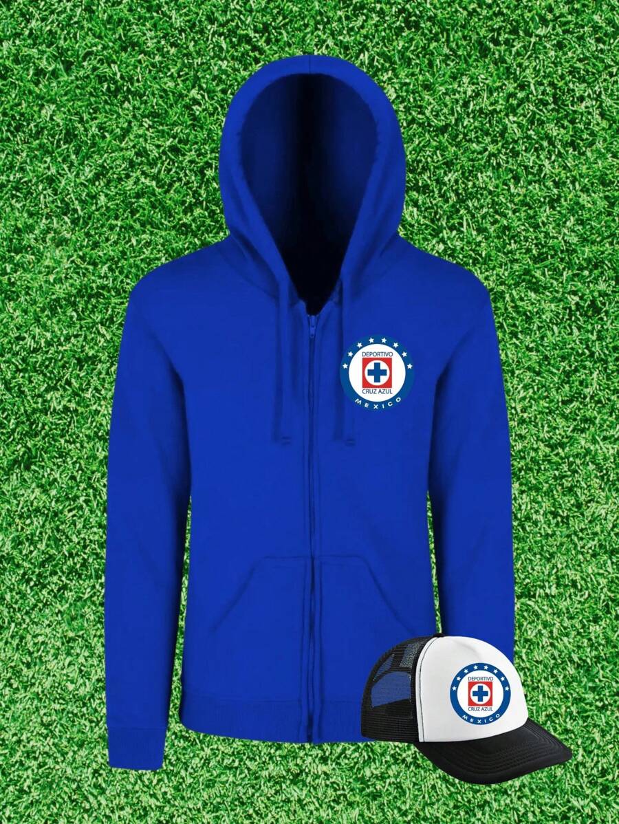 HOODIE con cierre sudadera + gorra Cruz Azul moda - azul real - Ver 1