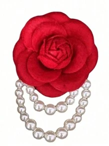 1 件优雅女士山茶花仿珍珠流苏胸针适用于衬衫领服装配饰、派对和婚礼礼物情人节、妈妈、母亲、母亲节、礼物 - 1件山茶花珍珠 - 查看 7