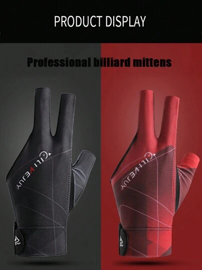 1 件专业三指台球手套，斯诺克乒乓球防滑手套，采用吸汗透气涤纶 + 氨纶面料，球杆顺滑，适合万圣节/圣诞节/感恩节的成人派对游戏