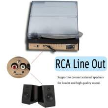 Vinyl Record Player, Vinyl Records With Built-In Speaker, 3 Speed, Belt Drive Vintage Phonograph, FM Radio, 3.5mm Music Out Jack, Line Out, Headphone Jack