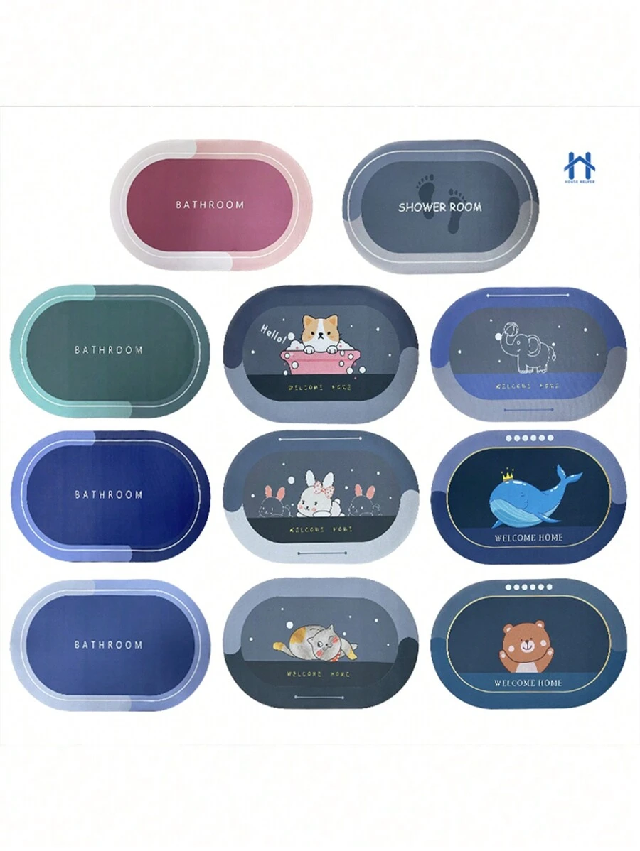 Oval Bath Mat Absorbs Water Non-Slip Quick Drying 38x58cm - 彩色 - 查看 1