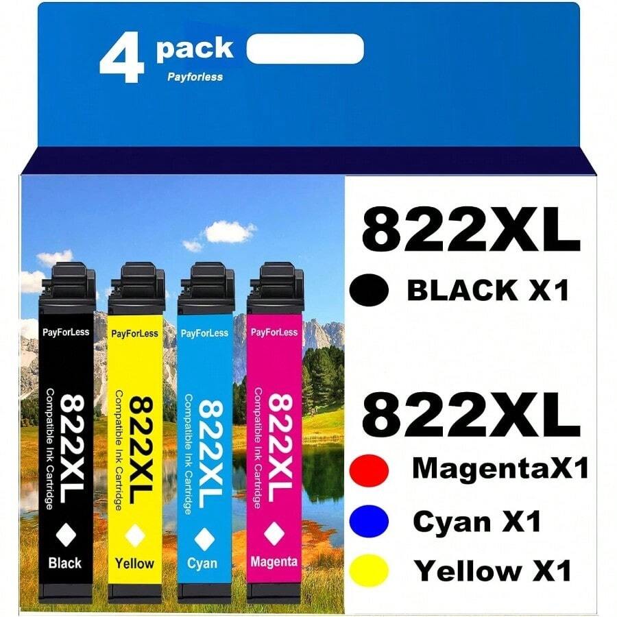 822 XL Ink 4 Cartridge Epson 822 Workforce Pro WF-3820 WF-4820 WF-4830 WF-4834