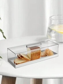 1Set 15" Large Size Cake Display Stand With Lid, Rectangular Tray Pastry Showcase, Luxury Transparent/Black Storage Rack With Dust Cover For Cakes, Desserts, Party Events - Clear - View 2