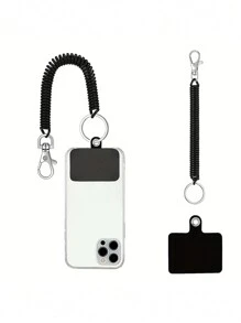 Lot de 1 ou 2 cordons de téléphone extensibles pour une aventure en toute , ancrage antivol pour la randonnée, le ski et l'escalade, blanc, compatible avec  et la plupart des smartphones. - Noir et Blanc - Voir 4