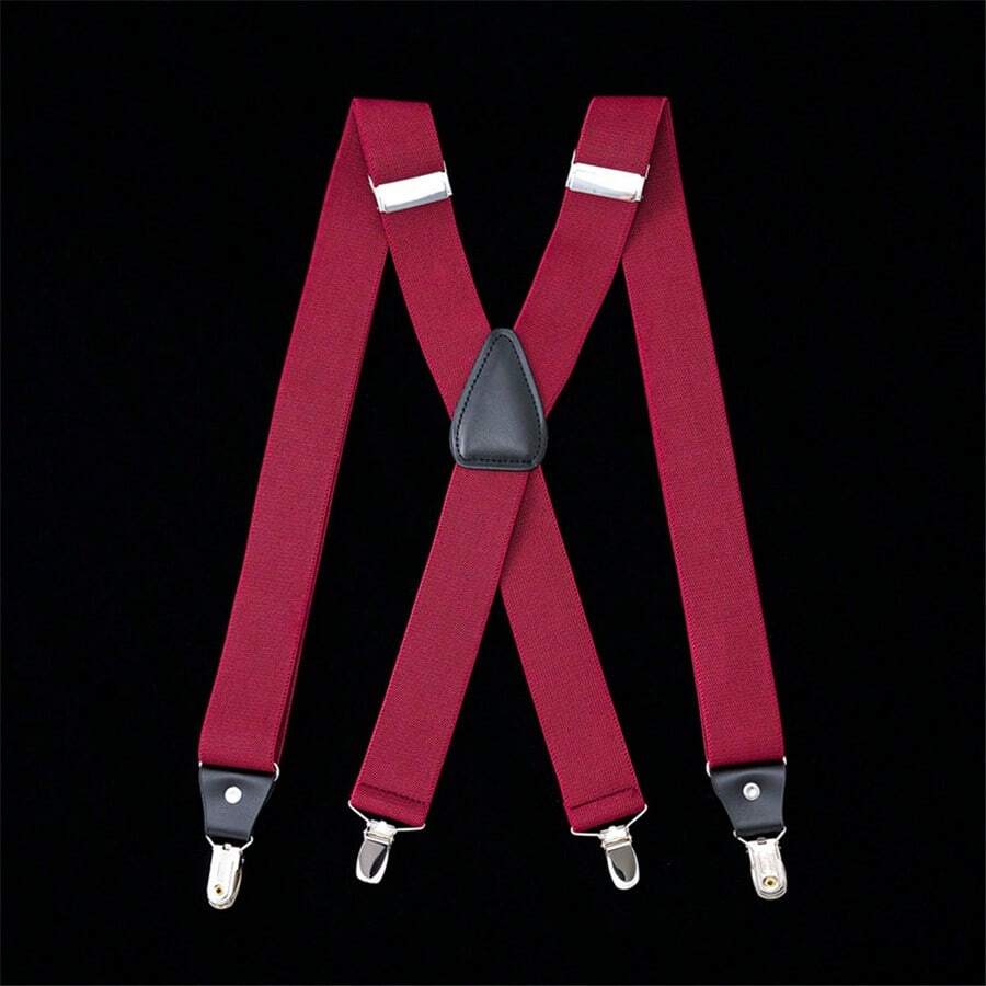 Men Suspenders Adjustable Braces With 4 Strong Metal Clips Elastic X