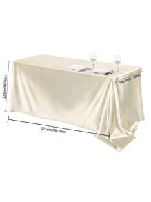 1pc Silk-Like Satin Solid Color Rectangle Tablecloth For Wedding Banquet, Tea Table, Suitable For Wedding Party, Dining Room Decor - Champagne - View 7