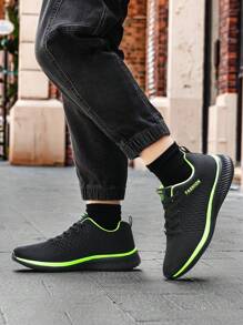 2024 New Spring/Autumn Men Shoes, Korean Lace-Up Front Light Weight Minimalist Outdoor Sports Casual Shoes, Breathable For Commute, Hiking, Walking, Business, Great For Casual Jeans Sports Style - Dark Green - View 4