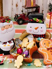 1件家居生活用品圣诞节卡通雪人铁盒姜饼人饼干盒圣诞老人糖果盒礼品盒硬币罐储物盒圣诞装饰用品 - 彩色 - 查看 7