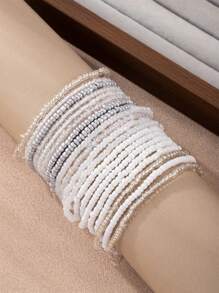 20pcs/Set Bohemian Gradient Colored Seed Beads Elastic Bracelet Set, Mix And Match - Multicolor - View 9