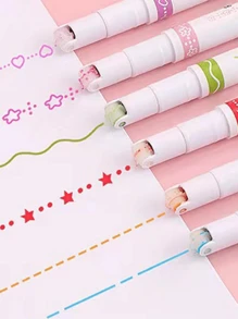 6-Farben Well Blumen Muster Textmarker, süße Umriss Planer Stifte für DIY Scrapbooking