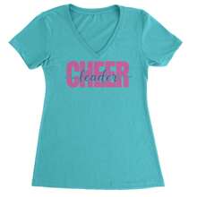 Cheerleader With Scripted Flair Ladies V-Neck T-Shirt - Màu hồng nhạt - Xem 3