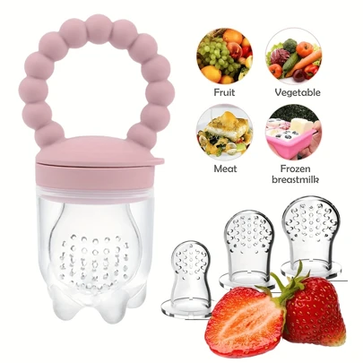 3pcs Silicone Fruit & Vegetable Feeder For Babies - Easy To Use Food Supplement Pacifier With Handle - Ideal Gift For Christmas, Halloween, And Thanksgiving Day