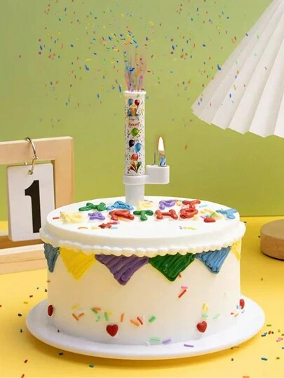 1 件糖果烟花蜡烛、生日快乐创意蛋糕装饰蜡烛、恶作剧生日蛋糕装饰趣味喷雾蜡烛、派对烘焙用品、颜色随机