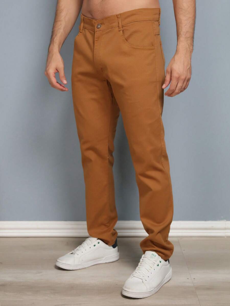 Estone Men's Skinny Jeans With Elastane - Rust Brown - View 1