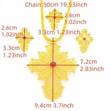 Conjunto de 3 peças de brincos minimalistas com design de cruz africana, anel, pingente, joia para presente