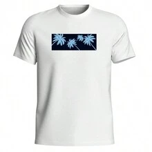 Men's Cotton T-Shirt And Tactel Shorts Set Coconut Trees - Màu xanh lam - Xem 2