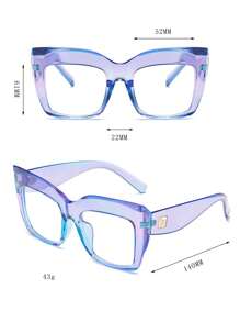 Fashion Oversized Frame Eyeglasses Clear Lens Perfect for Reading , Gaming , TV and Phones - Violet Purple - View 4