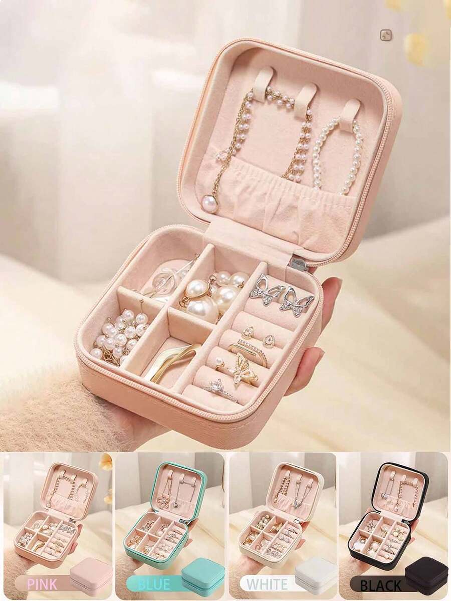 1pc Jewelry Box, Jewelry Display Box, Jewelry Storage Box, Portable Jewelry Box, Mini Jewelry Box, Simple Jewelry Box, Elegant Jewelry Display Box, Fashion Jewelry Storage Box, Detachable Jewelry Box, Travel Jewelry Box, Accessory Storage & Display Box, For Women - Multicolor - View 1