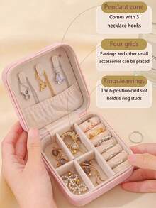 1pc Jewelry Box, Jewelry Display Box, Jewelry Storage Box, Portable Jewelry Box, Mini Jewelry Box, Simple Jewelry Box, Elegant Jewelry Display Box, Fashion Jewelry Storage Box, Detachable Jewelry Box, Travel Jewelry Box, Accessory Storage & Display Box, For Women - Multicolor - View 3