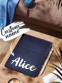 1pc Custom Leather Laptop Sleeve, Personalized Name Laptop Case, Custom Slim Leather Laptop Cover, Personalized Leather Sleeve Bag,   Birthday Gift, Mother's Day Gift, Father's Day Gift, Best Friend Gift, Gift For Mom/Dad/Her/Him/Girlfriend/Boyfriend/Wife/Husband/Friend - Blue - View 2