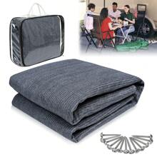 YUENFONG Awning Carpet, Outdoor Camping Mat, Carpet For Tent, Mobile Home Made Of HDPE, Waterproof Tent Tarpaulin With Eyelets (2.5x3m, 2.5x4m, 2.5x5m, 3x3m, 3x4m, 3x5m, 3x6m, 4x5m, 4x6m) - 灰藍色-3*3m - 查看 1