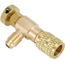 Válvula de Seguridad Líquida, 2 Piezas R410A R22 Aire Acondicionado Refrigerante 1/4"Adaptador de Seguridad Válvula de Carga de Refrigerante,Válvulas De Seguridad Para Cargar Refrigerante R410a Y R22 - Dorado - Ver 10
