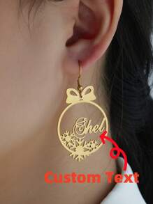 1 Cặp Bông Tai Bông Tuyết Bằng Thép Không Gỉ Đơn Giản Và Linh Hoạt Có Tên Tùy Chỉnh Phù Hợp Để Đeo Hàng Ngày, Quà Tặng Giáng Sinh, Trang Sức Cho Phụ Nữ - Vàng - Xem 2