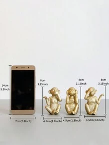 Set de 3 bucăți/Set de ornamente din rășină în formă de maimuță, nu ascultați, nu priviți, nu vorbiți, artizanat negru, potrivit pentru birou, raft cu cărți, dulap TV, birou, decorarea casei Cele mai bune cadouri - Negru - Vizualizare 12