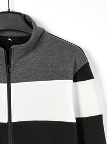 1 pièce Sweat-shirt à col montant pour homme avec couleur contrastée, pour l'automne/l'hiver - Noir et Blanc - Voir 5