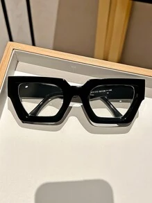 1pair Unisex Vintage Geometric Frame Clear Lens Computer Glasses, Casual Glasses Accessories For Women - Clear - View 6