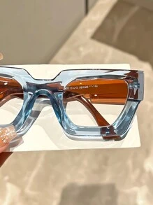 1pair Unisex Vintage Geometric Frame Clear Lens Computer Glasses, Casual Glasses Accessories For Women - Clear - View 3