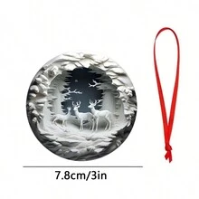 1 Pc Acrylic Flat Pendant, Bird, Reindeer Design With Ribbon , Christmas Tree Ornament Listing,Christmas