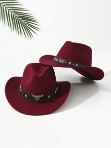 2 件男女通用刺绣牛头装饰波西米亚风牛仔帽，户外休闲沙滩/牛仔/软呢帽，涤纶万圣节 - 多色1 - 查看 17