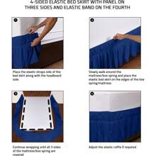 1pc Elastic Bed Ruffle - Easy Wrap Around Ruffle - Microfiber Bed Skirt With Adjustable Elastic Belt 15 Inch Tailored Drop - Hotel Quality Bedskirt, Fade Resistant (T/F/Q/K) - 藍色 - 查看 4