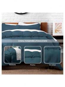 Juego de Funda Duvet para Edredon Matrimonial - Azul - Ver 6
